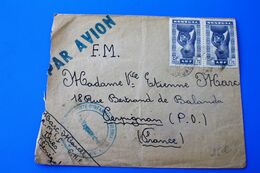 1942 WW2 THIES 6é HÔPITAL RÉGIONAL INFANTERIE COLONIAL SÉNÉGAL A.O.F.(ex-colonie)Lettre Franchise Militaire+timbres-☛ - Storia Postale