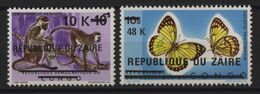 Zaire - N°887 + 890 - Faune - Singes - Papillons - Cote 9.50€ - * Neufs Avec Trace De Charniere - Neufs