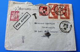 VIGNES ALGER Algérie Marcophilie Lettre Taxée 1942 WW2-France (ex-colonies & Protectorats) (1924-1962) -☛SETE - - Lettres & Documents