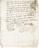 1740 - Document Manuscrit - 2 Cachets Généralité D'Alençon - Taxe "10 Cents  Et 10 Deniers" - Gebührenstempel, Impoststempel