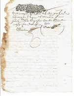 1702 - Document Manuscrit - Cachet Généralité De Paris - Taxe "Petit Papier - Dix Deniers Le Feuillet" - - Matasellos Generales