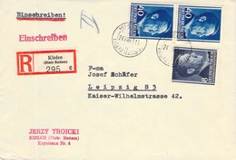 MiNr.73 + 2x 81 (MiF) R-Cover Kielce - Leipzig 1943 Generalgouvernement - Occupation 1938-45