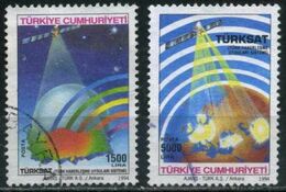 Turkey 1994 - Mi. 3010-3011 O, Turkish Communication Satellites System, TURKSAT | Satellite, Globe And Map Of Turkey - Usados