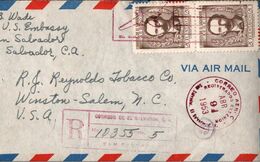 ! 1953  Einschreiben Brief El Salvador To Winston, Registered, Recommande, Airmail, Via Aerea, Par Avion, Correo Aereo - El Salvador
