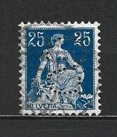 1908 SWITZERLAND 25C. DEFINITIVE PERFIN MICHEL: 103 USED - Perforadas