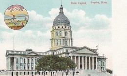 Topeka Kansas State Capitol Building, State Seal, C1900s Postcard - Topeka
