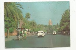 Cp ,  Automobiles , Renault 4 L.... , Maroc ,  MARRAKECH ,  Avenue MOHAMMED V ,voyagée , 2 Scans - PKW