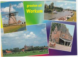 Workum: Windmolen 'De Nijlânnermole' Met Molenaarshuis, Museum Warkums Erfskip, Kerk, Pleziervaart - Workum