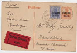 Carte Express De Bastogne ( Cachet Postal 1917 ) Vers Froidthier RARE - Deutsche Besatzung