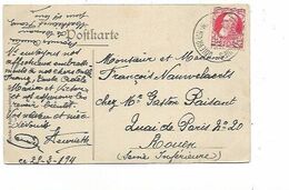 SH 0630. N° 74 Ambt Bil. QUIEVRAIN-MONS(BERGEN)-FEIGNIES 25.III.1911 S/CP Vers ROUEN. TB - Bahnpoststempel