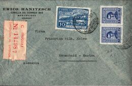 ! 1950 Registered Cover, Einschreiben, Brief Aus Montevideo, Uruguay N. Remscheid - Uruguay