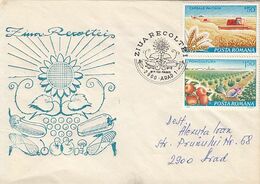 AGRICULTURE, HARVEST DAY, TRACTOR, VEGETABLES, FRUITS, SPECIAL COVER, 1985, ROMANIA - Agriculture