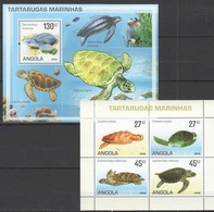 NS006 2008 ANGOLA MARINELIFE TURTLES 1BL+1KB MNH - Schildpadden