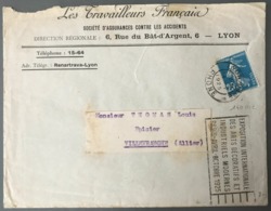 France N°140 IIC Issu De ROULETTE Sur Enveloppe 1925 - (W1159) - 1921-1960: Modern Tijdperk