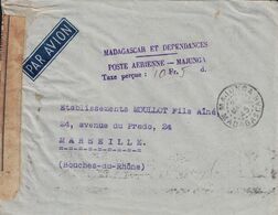 MADAGASCAR - MAJUNGA - GRIFFE POSTE AERIENNE MAJUNG TAXE PERCU 10F50 - LETTRE CENSURE POUR LA FRANCE AVEC PUCE CENSEUR - Autres & Non Classés