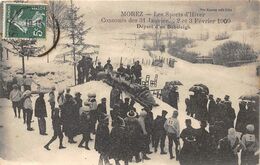 39-MOREZ- LES SPORTS D'HIVER- CONCOURS DES 31 JANVIER , 2 ET 3 FEVRIER 1909, DEPART D'UN BOBSLEIGH - Morez