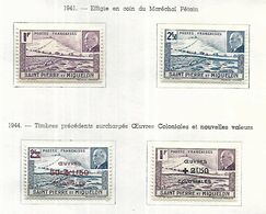 Saint Pierre Et Miquelon 1941 - 44    CAT YT   N°  210, 211, 312, 313    N*    MLH  Fraîcheur Postale - Other & Unclassified