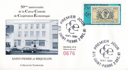 St. Pierre U. M., 1991, Mi.Nr. 628 , FDC,  50 Years Bank For Economic Cooperation. - FDC