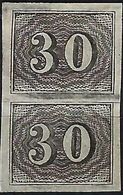 BRAZIL #  013  -  BRAZIL EMPIRE  -  " VERTICAIS "  30 RÉIS  BLACK  VERTICAL PAIR - 1850 - Unused Stamps