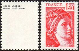 France Variété N° 2102 A ** Sabine De Gandon. Le 1f40 Rouge Gomme Brillante Sans Phosphore - Abarten: 1980-89 Ungebraucht