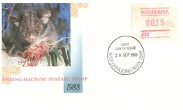 (O 7) Australia (5 Covers) Vending Machine Postage Stamp 1988 (value 0.15 To 0,19 Cents) Possum - Otros & Sin Clasificación