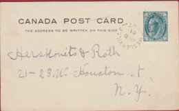1901 Canada Postage Entier Postal EP Postwaardestuk Postal Stationery Card Ganzsache Queen Victoria 1 One Cent - 1860-1899 Regering Van Victoria