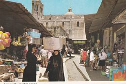 Cpm 10x15 ISRAEL NAZARETH Market Scene (Scène De Marché : Femmes Portant Sur La Tête Carton & Vaisselle) Beau Plan Animé - Israël