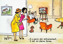 CPA  Illustration Jean Brian  Télévision  Rugby  Chien - Hommes