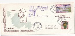 POLYNESIE FRANCAISE 1961 LETTRE DE PAPEETE VOL INAUGURAL TAHITI-LOS ANGELES - Andere & Zonder Classificatie