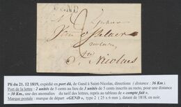 Précurseur - LAC Datée De Gand 21/12/1819 + Obl Linéaire GEND Et Port "2" > St-Nicolas / Fraude Postale, Port De "3" - 1815-1830 (Holländische Periode)