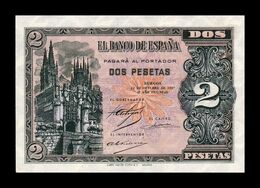 España Spain 2 Pesetas Burgos Octubre 1937 Pick 105 Serie A SC UNC - 1-2 Pesetas