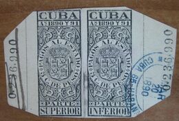 1890 1891 CUBA Fiscali Segnatasse Tax Pagos Al Estado 5 Ctv Superior/Inferior - Usato - Portomarken