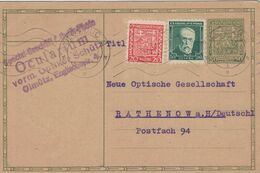 Ganzsache Ocularium Olmütz Olomouc 1930 Nach Rathenow - Mit Zufrankierung - Unclassified