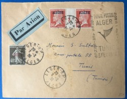 Algérie N°15 (paire Millésime 3) + N°20 Sur Enveloppe - 1er Vol ALGER-TUNIS 3.02.1936 - TTB - (B3506) - Covers & Documents