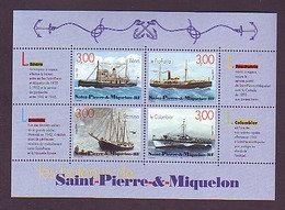 LE FEUILLET N° 7 DE CHEZ YVERT LES BATEAUX DE SAINT PIERRE ET MIQUELON LE BEARN LE PRO-PATRIA L'ERMINIE LE COLOMBIER - Blocks & Kleinbögen