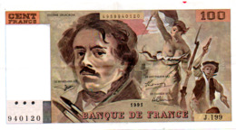 BILLET  100 FRANCS  DELACROIX  1991  SERIE J.199 - 100 F 1978-1995 ''Delacroix''