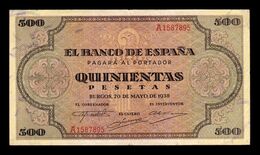 España Spain 500 Pesetas Burgos 1938 Pick 114 Serie A MBC+/EBC VF+/XF - 500 Pesetas