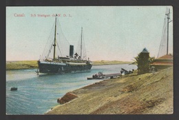Egypt - RARE - Vintage Post Card - Suez Canal - S/S Stuttgart Du N. D. L. - Covers & Documents