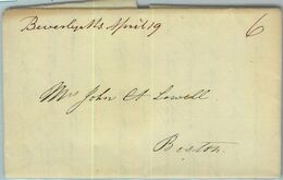 91295 - UNITED STATES USA - PREPHILATELIC Cover : BEVERLY, Mass To BOSTON 1824 - …-1845 Prephilately