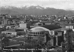 1452"TORINO-PANORAMA PALAZZO ESPOSIZIONI E CASTELLO MEDIOVALE " 1954  CARTOL ORIGINALE - Places & Squares