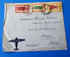 Timbres Poste Aérienne Avion Afrique  Congo - Kinshasa  Congo Belge  Belgique 1894-1923 Mols: Lettre-☛Anzin Nord - Brieven En Documenten