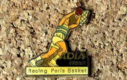 Pin's BASKET - Racing Paris Basket Publicitaire ADIA Intérim - Verni époxy - Fabricant Inconnu - Basketball