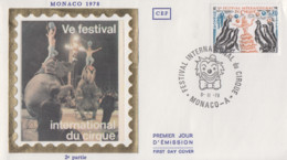 Enveeloppe  FDC  1er Jour  MONACO   Véme  FESTIVAL  INTERNATIONAL  Du  CIRQUE    1978 - Cirque