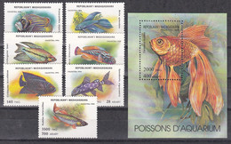 Madagaskar Madagasikara 1994 - Mi.Nr. 1717 - 1723 + Block 263 - Postfrisch MNH - Tiere Animals Fische Fishes - Poissons