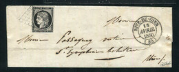 Rare Lettre De Rive De Gier Pour St Symphorien Le Château ( Loire 1850 ) Avec Un N° 3a - 1849-1850 Cérès