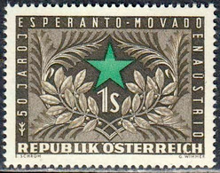 Austria Autriche Österreich 1954: ESPERANTO MOVADO  Michel-No. 1005 * Mit Falz MLH (Michel 5.00 Euro Für **) - Esperanto