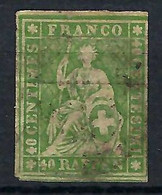 SUISSE Ca.1862: Le ZNr. 26G, Obl. CAD, Forte Cote - Gebraucht