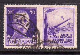 ITALIA REGNO ITALY KINGDOM 1942 PROPAGANDA DI GUERRA WAR PROMOTION CENT. 50 II TIPO USATO USED OBLITERE' - Oorlogspropaganda