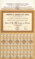 Cartonnerie Et Imprimerie Saint-Charles - Action 10.000 Francs Blankette Lot Von 50 Stück - Other & Unclassified