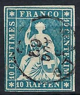 SUISSE 1862: Le ZNr. 23G, Superbe Obl. CAD Wald Du 5.VIII.62, Nuance Bleu-vert, Signé - Gebraucht